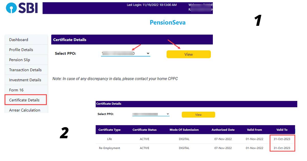 SBI Life Certificate Status Online from SBI Pension Seva Portal